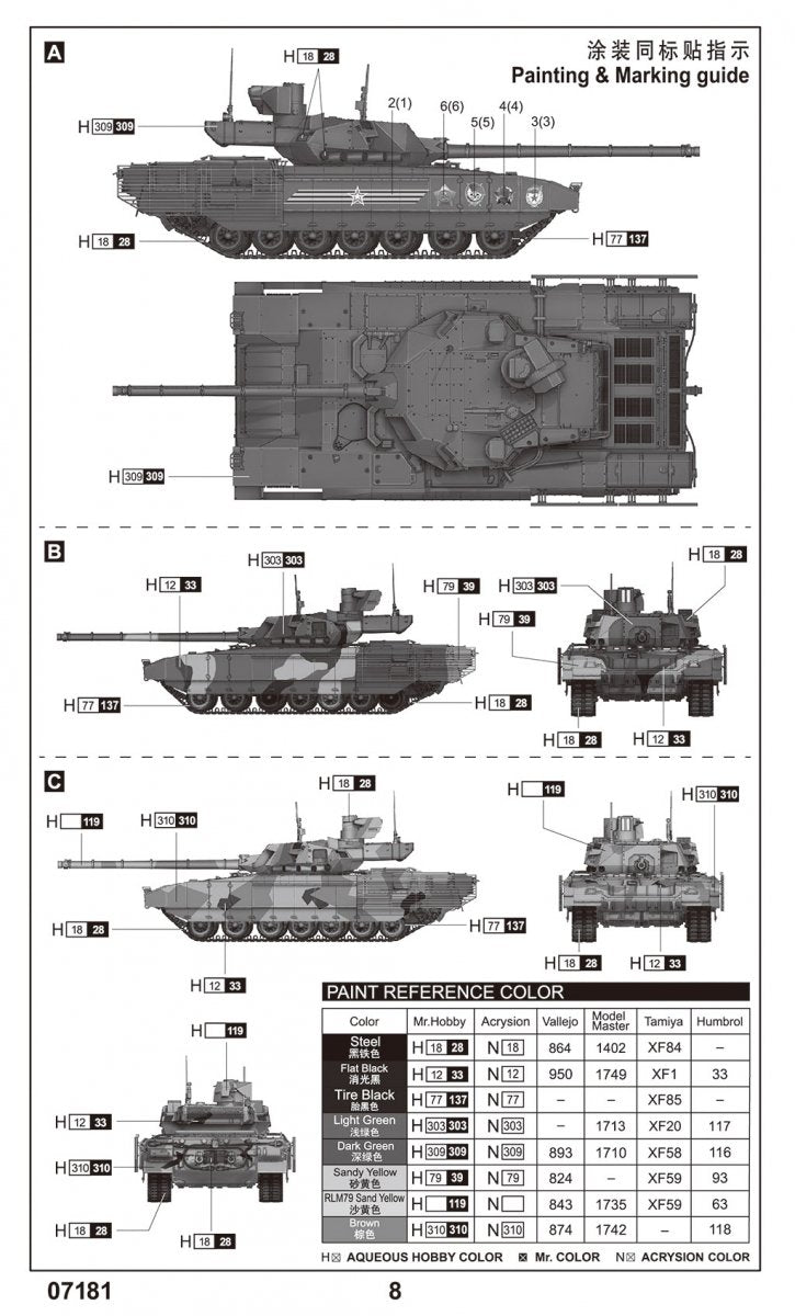 Trumpeter 07181 Russian T-14 Armata MBT 1/72 – image 4