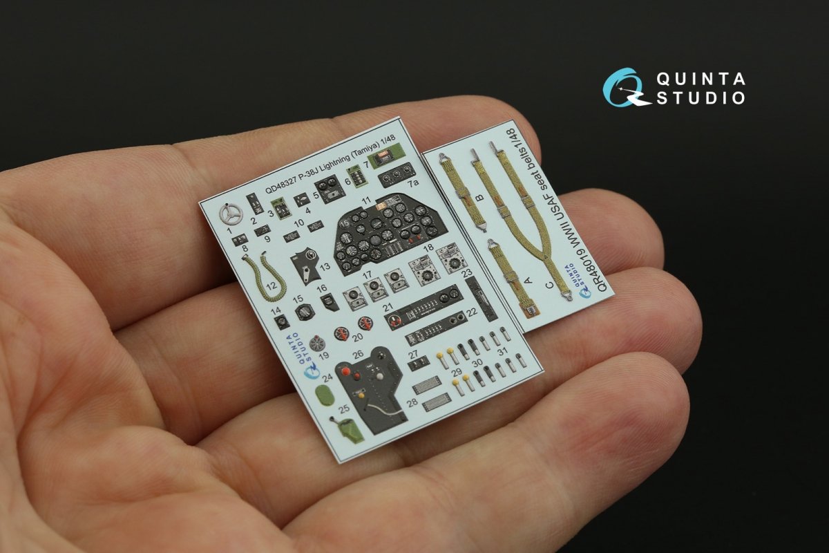 Quinta Studio QD48327 P-38J 3D-Printed &amp;amp; colored Interior on decal paper (Tamiya) 1/48 – image 3