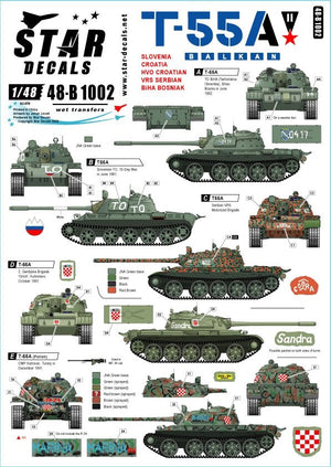 Star Decals 48-B1002 T-55A Tanks #2. Balkan War. War in the Balkans and Ex-Yugoslavia 1/48