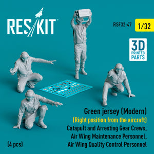RESKIT RSF32-0047 Green jersey (Modern) (Right position from the aircraft) Catapult and Arresting Gear Crews, Air Wing Maintenance Personnel, Air Wing Quality Control Personnel (4 pcs) (3D Printed) 1/32 – image 2