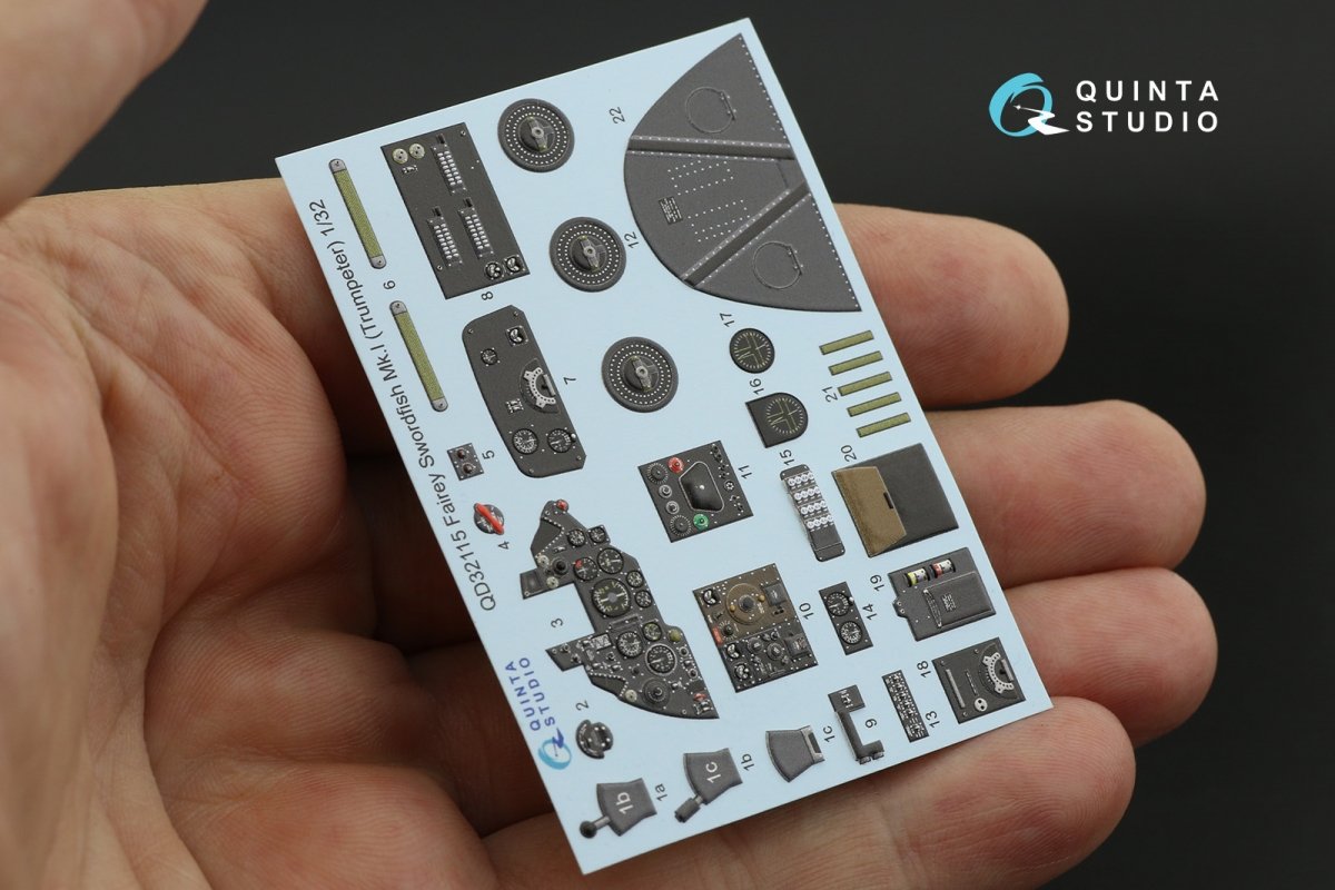 Quinta Studio QD32115 Fairey Swordfish Mk.I 3D-Printed &amp;amp; colored Interior on decal paper (Trumpeter) 1/32 – immagine 6