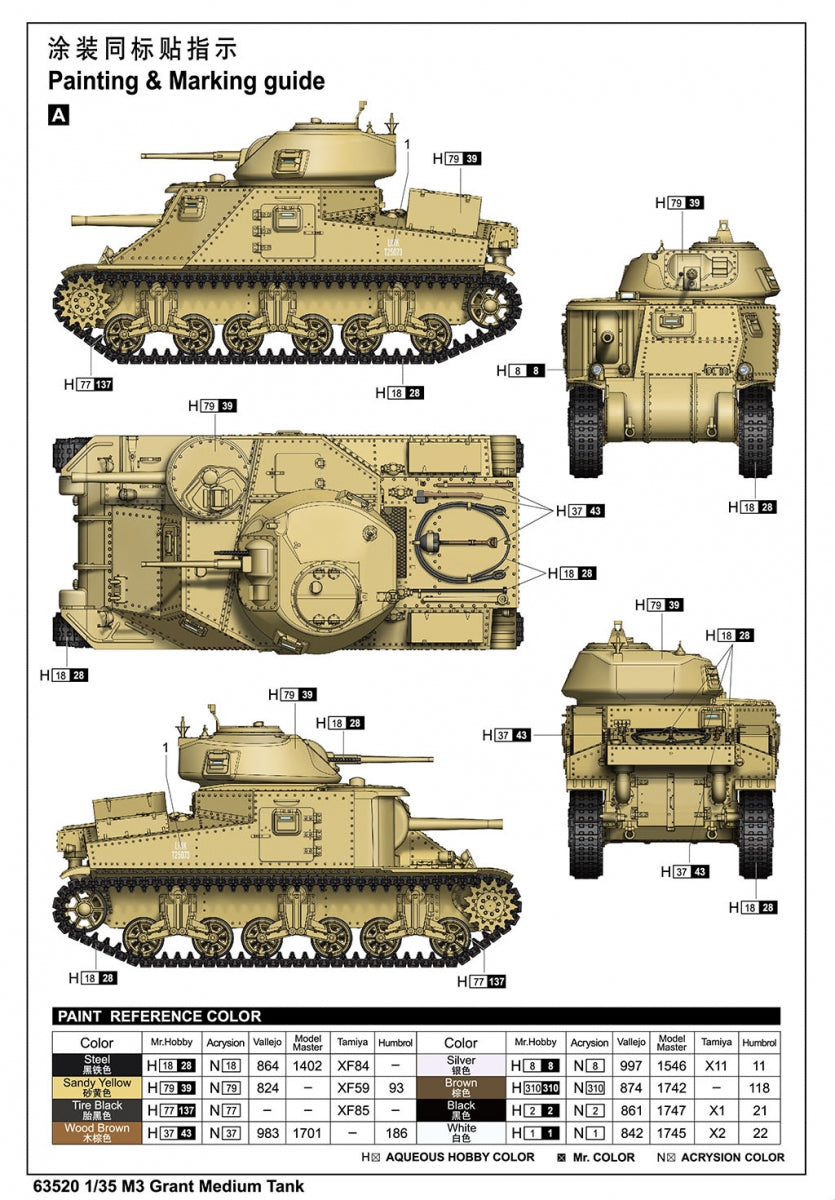 J&amp;#39;adore le kit 63520 M3 Grant Medium Tank 1/35 – image 4