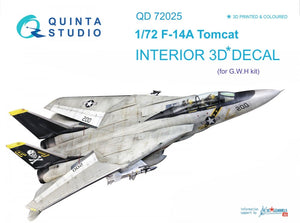 Quinta Studio QD72025 F-14A 3D-Printed &amp;amp; colored Interior on decal paper (for GWH kit) 1/72