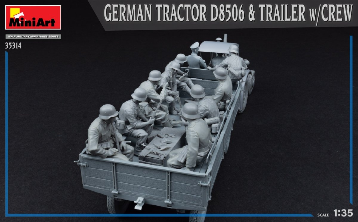 MiniArt 35314 GERMAN TRACTOR D8506 &amp;amp; TRAILER w/CREW 1/35 – obrázek 7