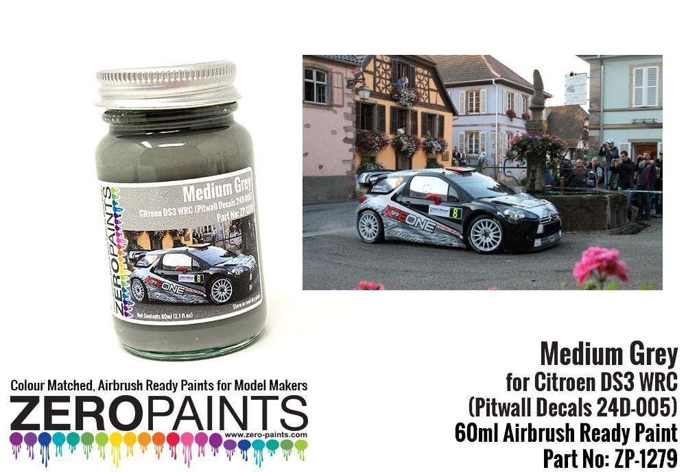 Zero Paints ZP-1279 Medium Gray Paint for Citroen DS3 WRC (Pitwall Decals 24D-005) 60ml