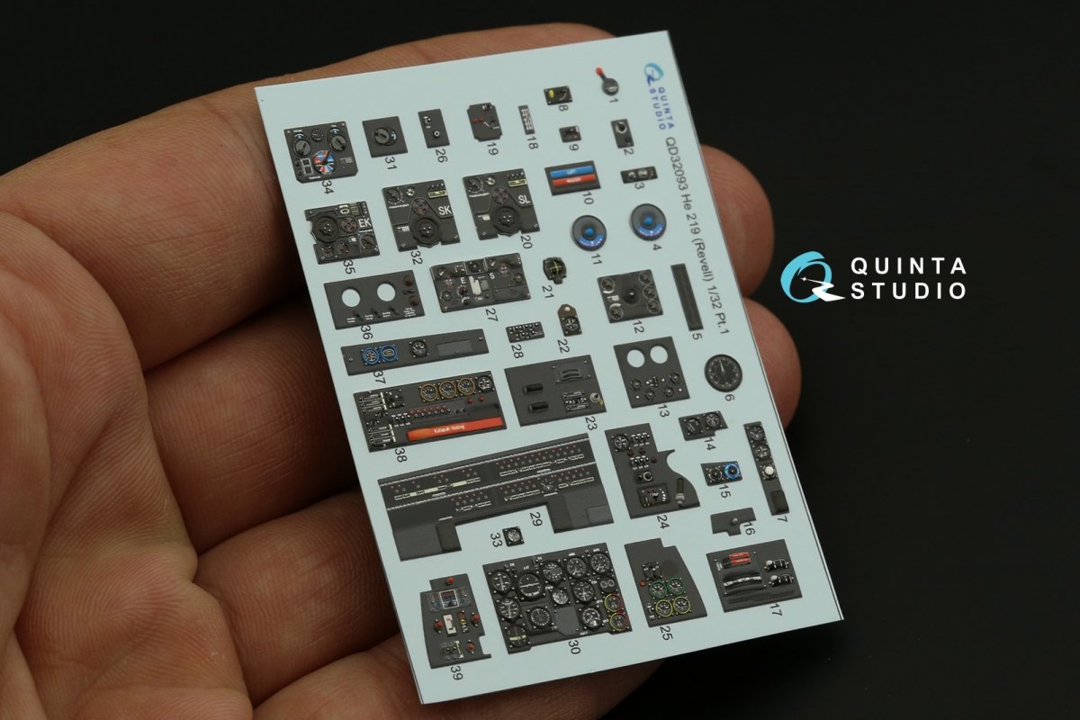 Quinta Studio QD32093 He 219 3D-Printed &amp;amp; colored Interior on decal paper (Revell) 1/32 – Bild 12
