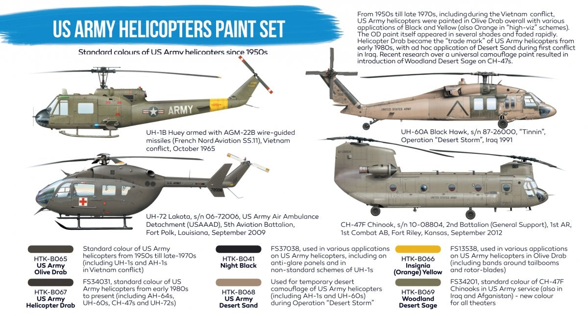 Hataka HTK-BS19 US Army Helicopters Paint Set (6x17ml) – image 2