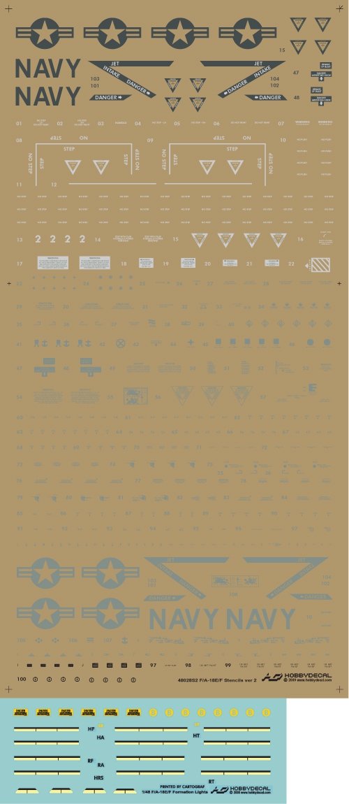 HobbyDecal ST48028V2 F/A-18E/F Stencils ver 2 1/48