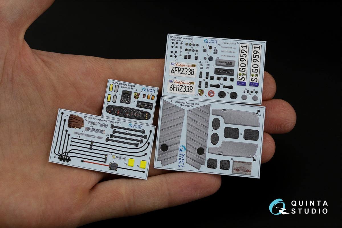 Quinta Studio QD24003 Porsche 959 3D-Printed &amp;amp; colored Interior on decal paper (Tamiya) 1/24 – obrázek 4