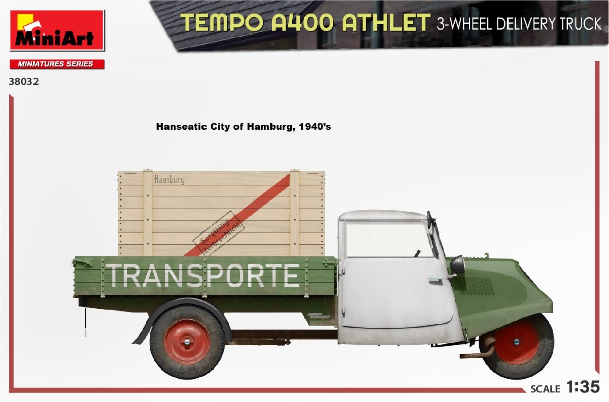 MiniArt 38032 TEMPO A400 ATHLET 3-WHEEL DELIVERY TRUCK 1/35 – imagen 3
