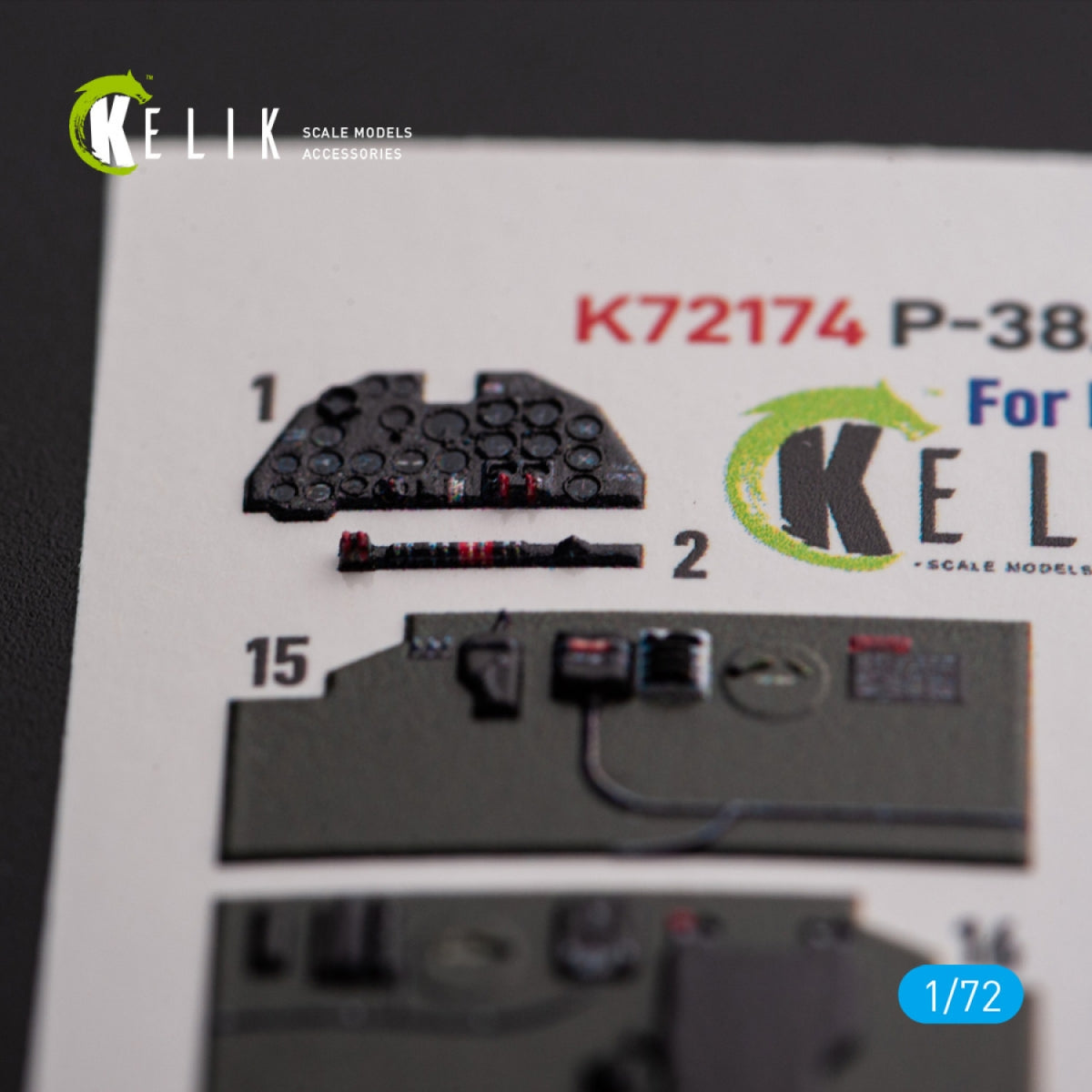 Kelik K72174 Р-38J "Lightning" - interior 3D decals for Italeri/Academy kit 1/72