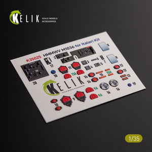 KELIK K35025 HUMVEE HMMWV M1036 with TOW Nato green version Interior 3D Decal for Italeri kit 1/35