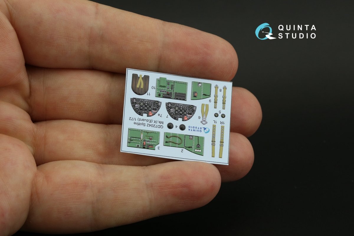 Quinta Studio QD72042 Spitfire Mk.IX 3D-Printed &amp;amp; colored Interior on decal paper (Eduard) 1/72 – immagine 5