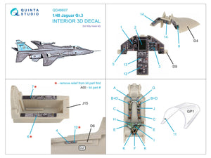 Quinta Studio QD48607 Jaguar Gr.3 3D-Printed &amp;amp; colored Interior on decal paper (Kitty Hawk) 1/48 – image 2