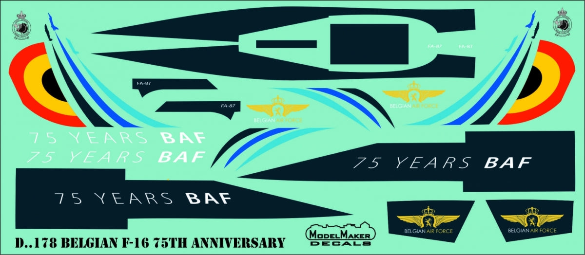 Décalcomanies ModelMaker D48178 F-16 belge 75e anniversaire 1/48  – image 3