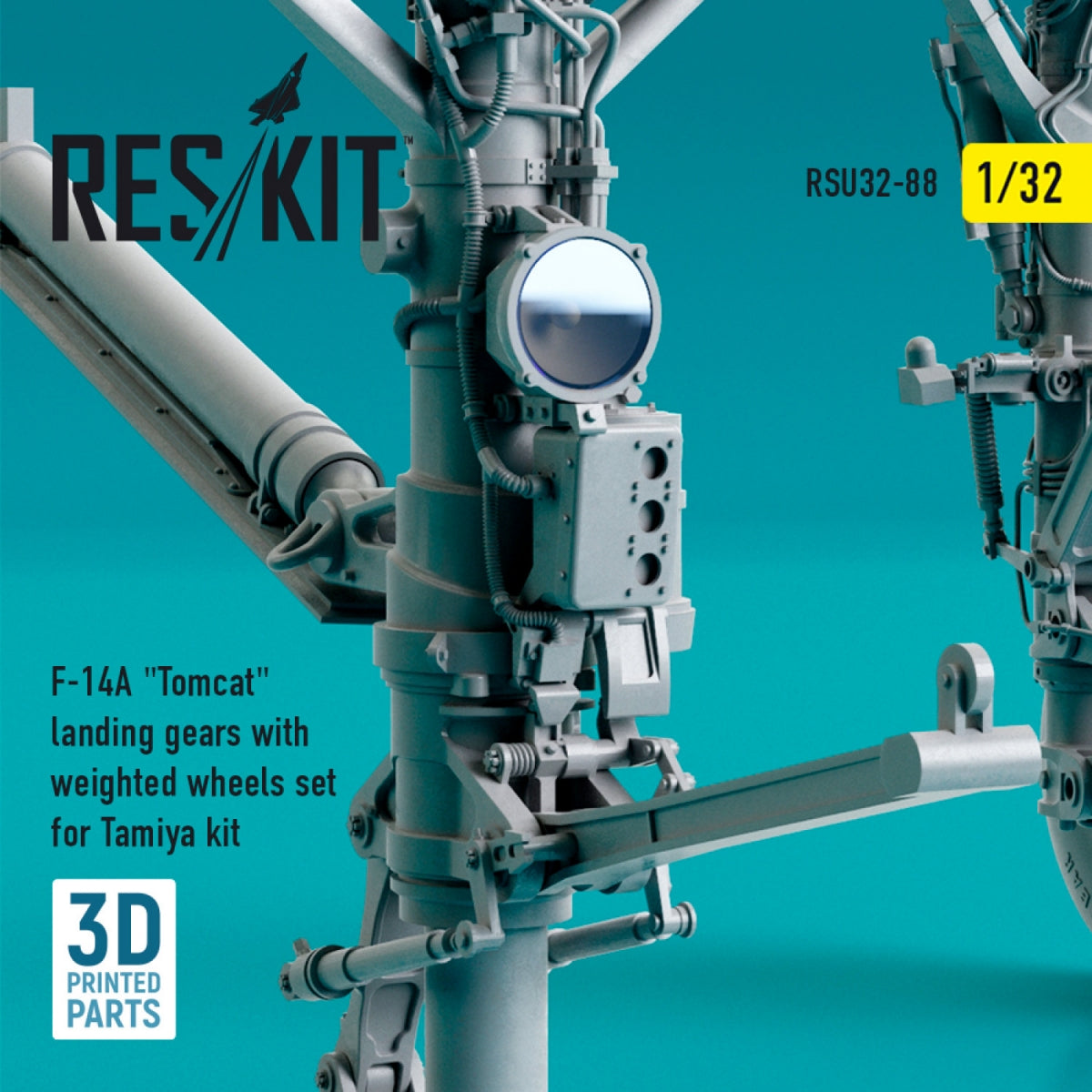 RESKIT RSU32-0088 F-14A &amp;quot;TOMCAT&amp;quot; LANDING GEARS WITH WEIGHTED WHEELS SET FOR TAMIYA KIT (3D PRINTED) 1/32 – Bild 3