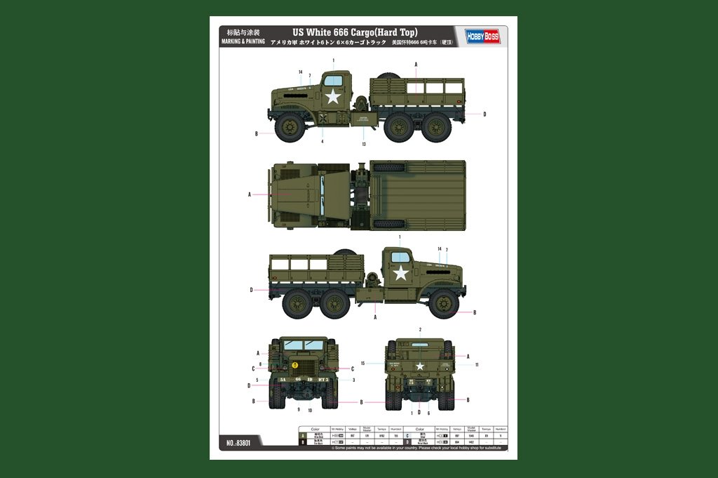 Hobby Boss 83801 US White 666 Cargo Hard Top 1/35 – imagen 3