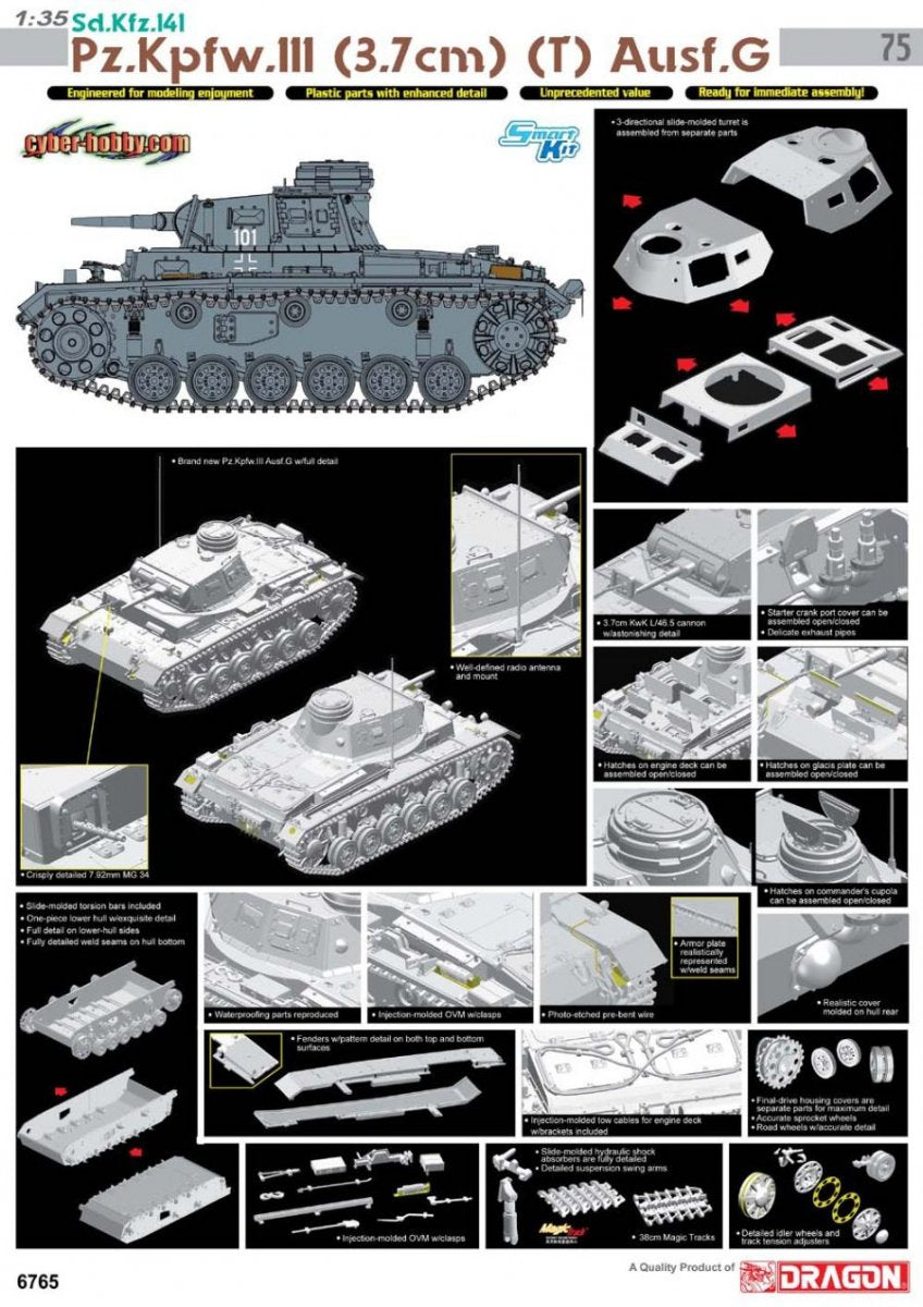 Cyber Hobby 6765 Sd.Kfz.141 Pz.Kpfw.III (3.7cm) (T) Ausf.G 1/35 – image 2