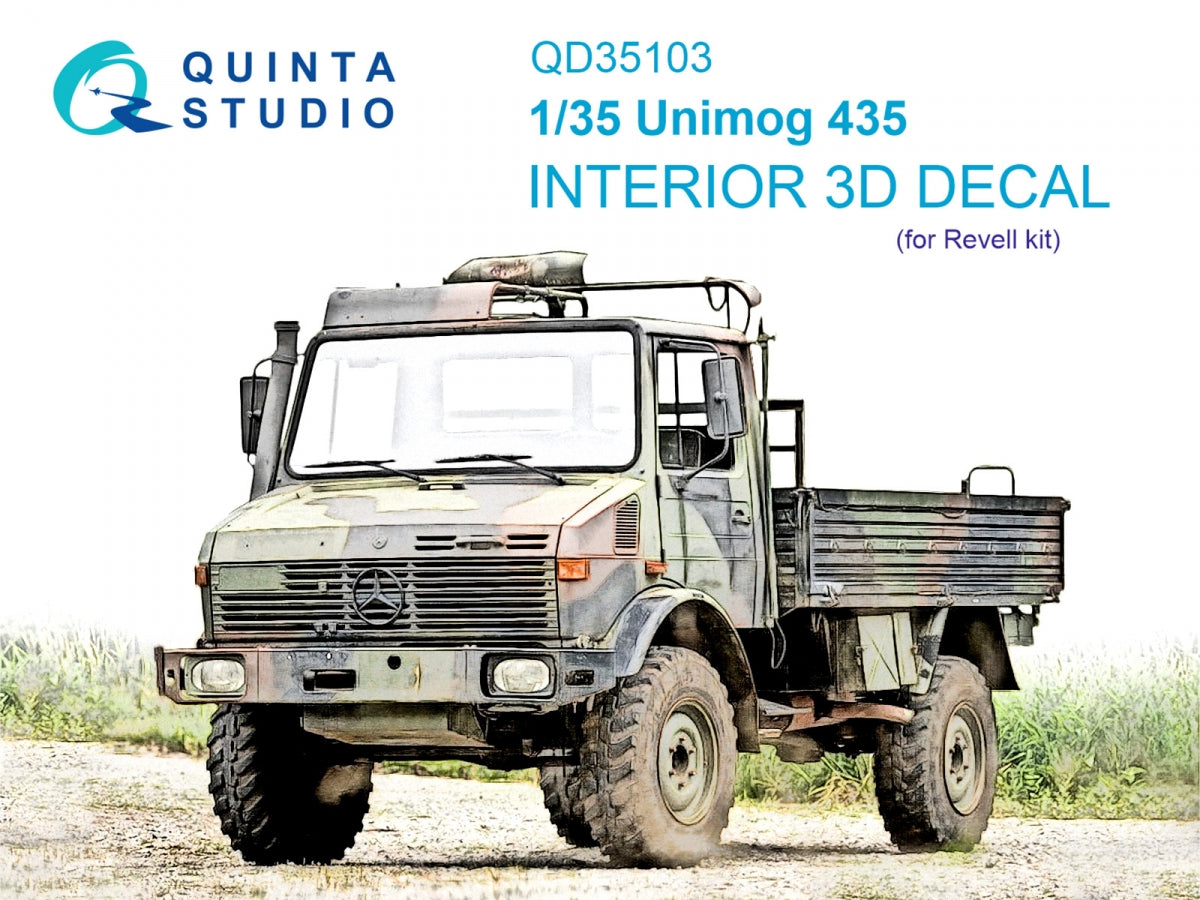 Quinta Studio QD35103 Unimog 435 3D-Printed &amp;amp; colored Interior on decal paper (Revell) 1/35