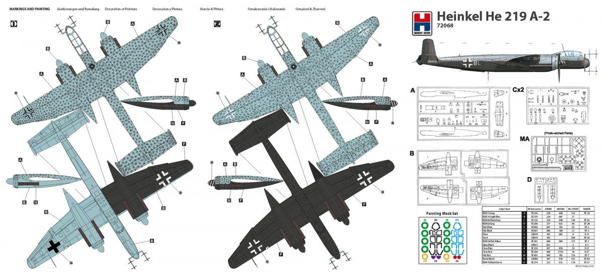 Hobby 2000 72068 Heinkel He 219 A-2 (DRAGON + CARTOGRAF + MASKS) 1/72 – Bild 5