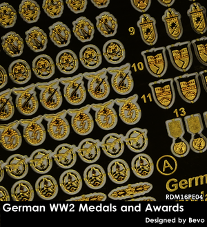 RADO Miniatures RDM16PE04 German WW2 Medals and Awards Set - Photo-etched set 1/16
