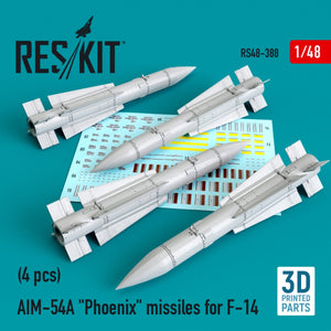 RESKIT RS48-0388 AIM-54A &amp;quot;PHOENIX&amp;quot; MISSILES FOR F-14 (4PCS) 1/48