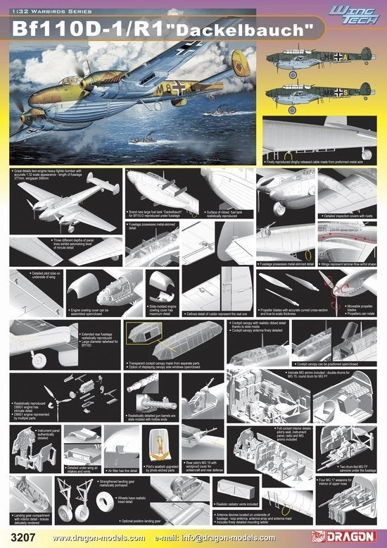 Dragon 3207 Bf110D-1/R1 Dackelbauch 1/32 – Bild 2