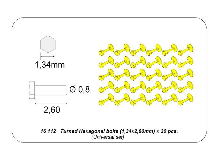 Aber 16112 Turned Hexagonal bolts (1.34x2.60mm) x 30 pcs. (1/16) – image 4
