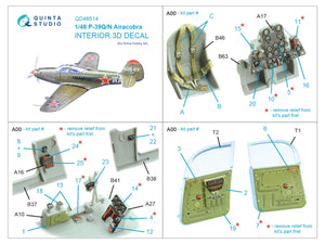Quinta Studio QD48514 P-39Q/N Airacobra 3D-Printed colored Interior on decal paper (Arma Hobby) 1/48 – Bild 5