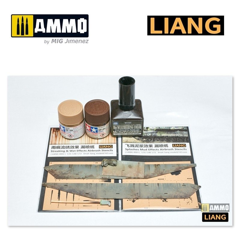 Liang 0002 Streaking &amp;amp; Wet Effects Airbrush Stencils – zdjęcie 2