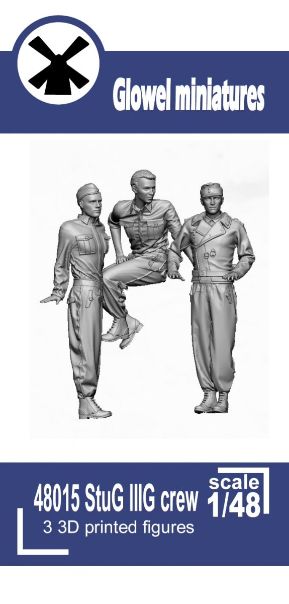 Glowel Miniatures 48015 StuG IIIG crew (3 Figures, 3D Printed) 1/48