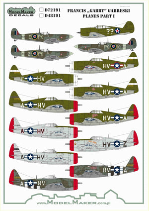 ModelMaker Decals D48191 Francis &amp;quot;GABBY&amp;quot; Gabreski planes part I 1/48