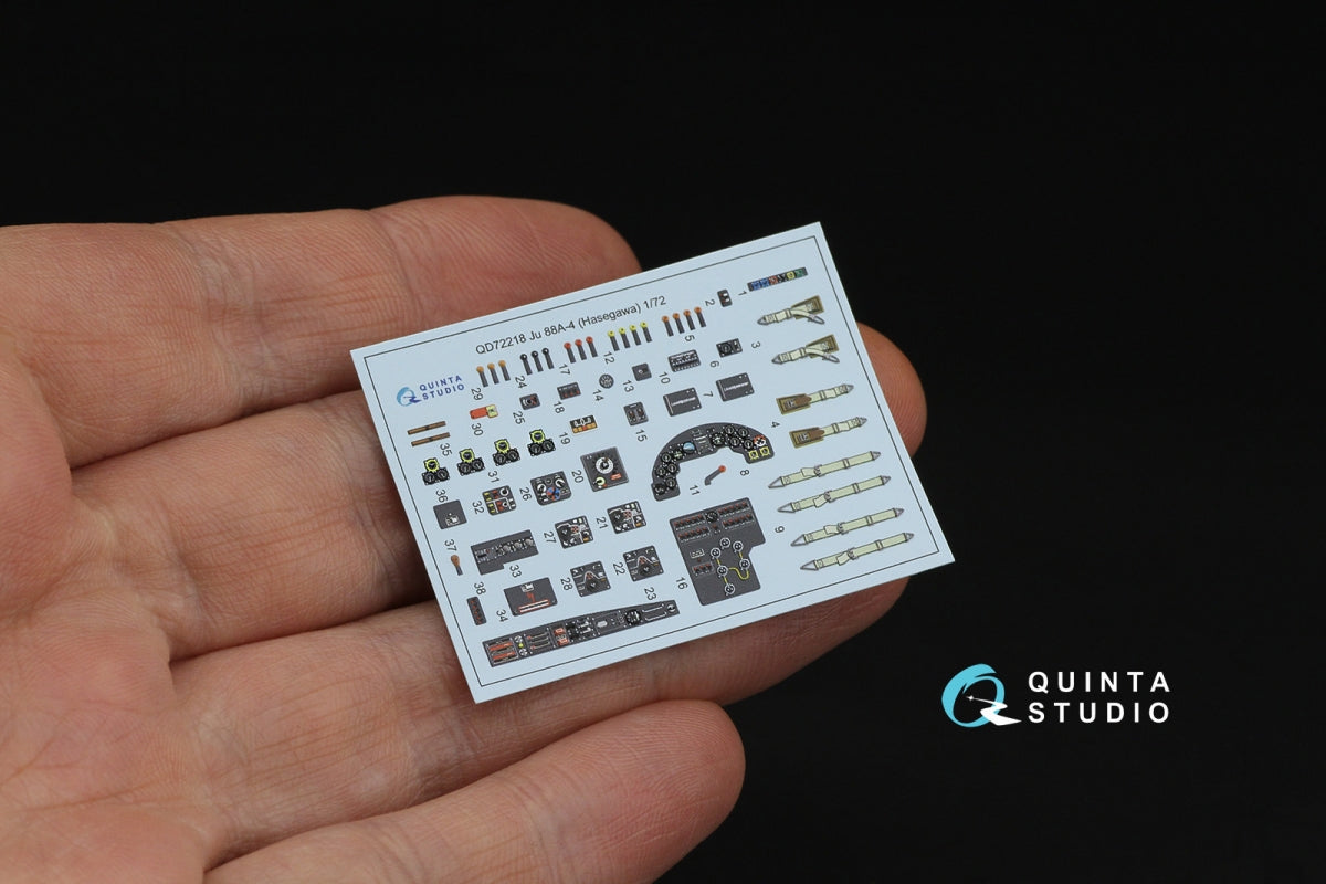 Quinta Studio QD72218 Ju 88A-4 3D-Printed &amp;amp; colored Interior on decal paper (Hasegawa) 1/72 – image 7