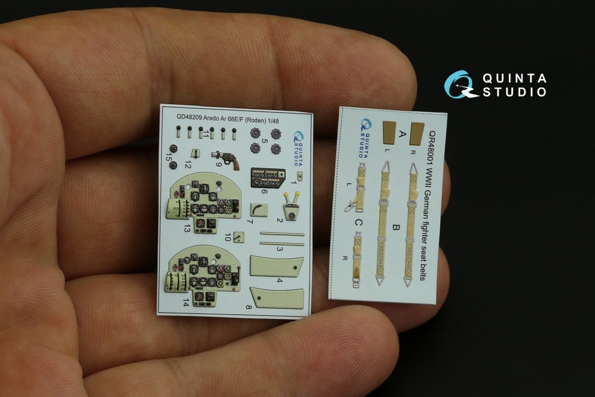 Quinta Studio QD48209 Arado Ar 68 E/F 3D-Printed &amp;amp; colored Interior on decal paper (Roden) 1/48 – image 5