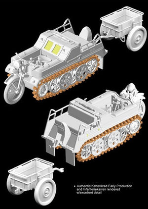 Dragon 6341 Sd.Kfz.2 Kettenkrad Early Production w/Infanteriekarren 1/35 – immagine 7