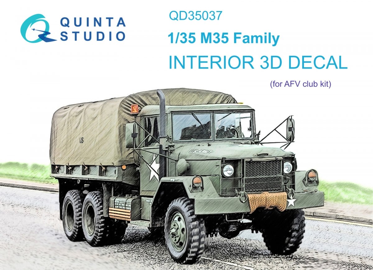 Quinta Studio QD35037 M35 Family 3D-Printed &amp; colored Interior on decal paper (AFV club) 1/35