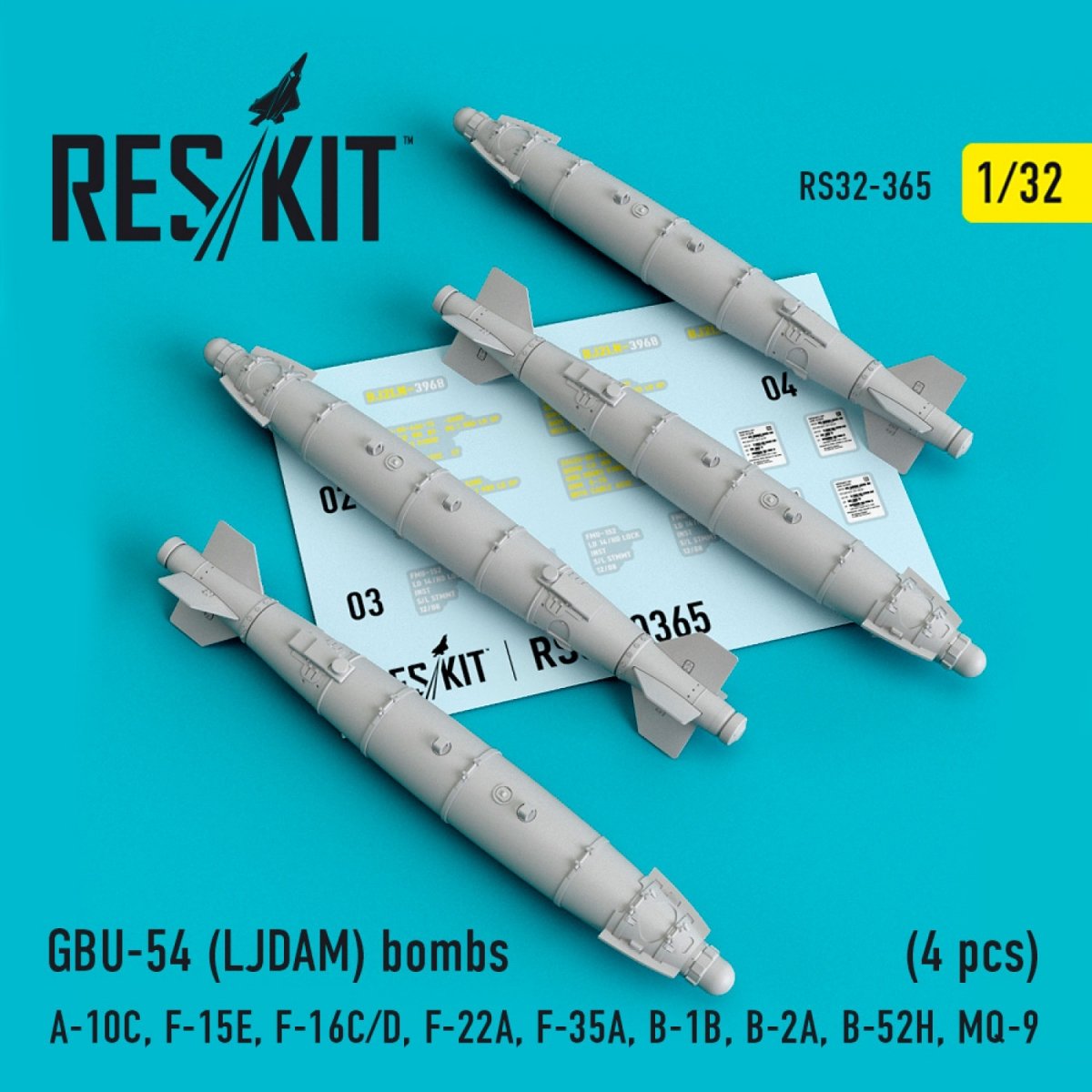 RESKIT RS32-0365 GBU-54 (LJDAM) BOMBS (4PCS) 1/32