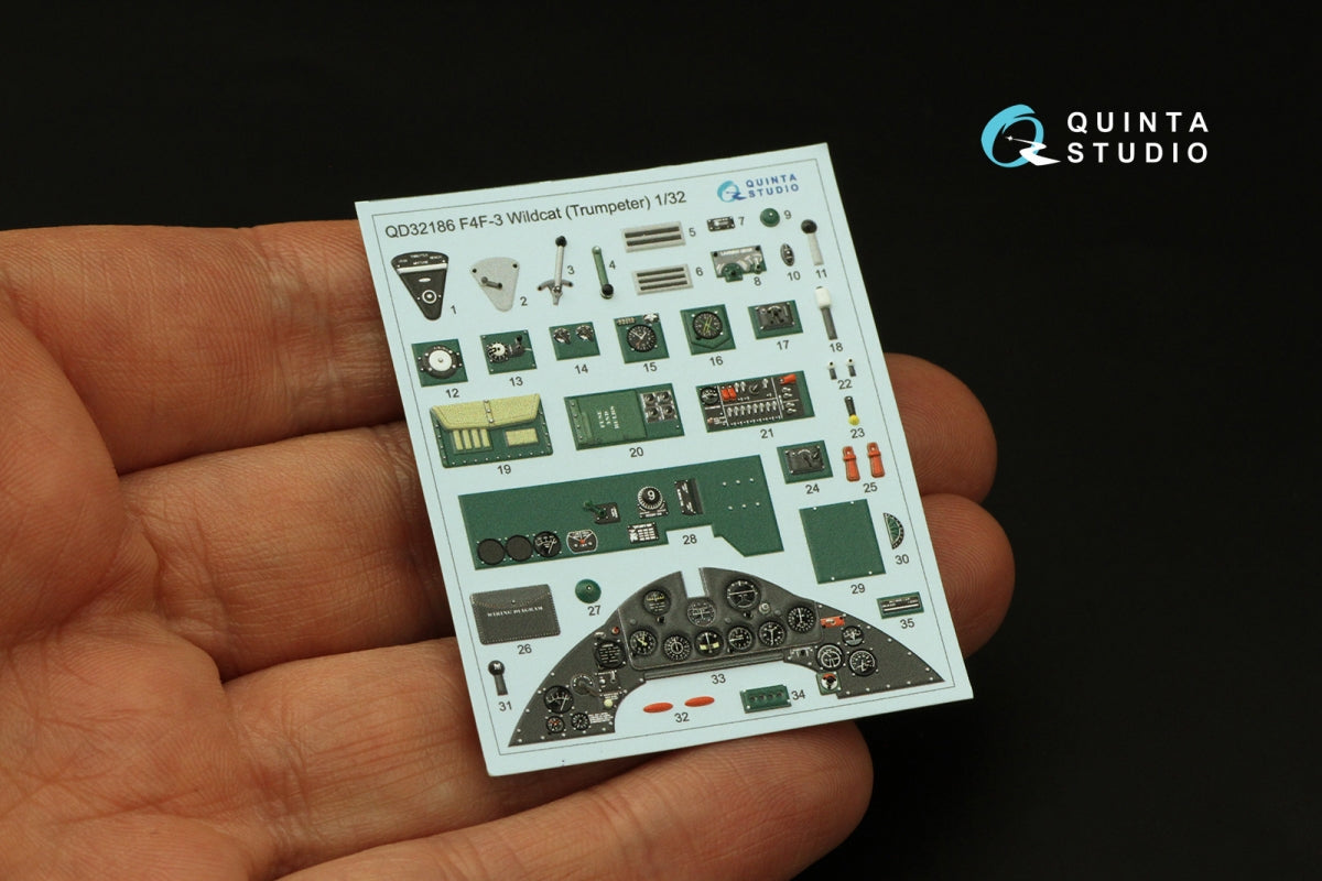 Quinta Studio QD32186 F4F-3 Wildcat 3D-Printed colored Interior on decal paper (Trumpeter) 1/32 – image 4