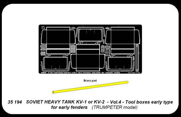 Aber 35194 Russian heavy tank KV-1, KV-2 - vol. 4 - additional set - tool boxes early type for early fenders 1/35 – obrázek 4