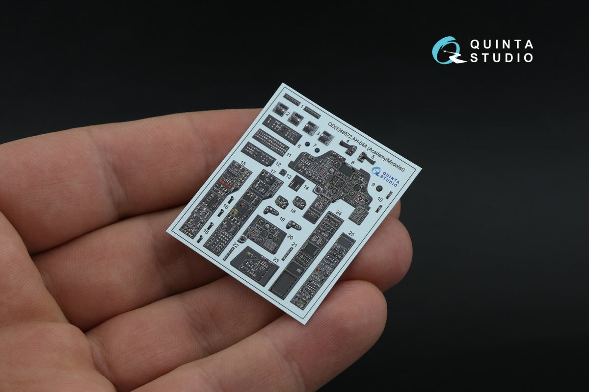 Quinta Studio QDS-48572 AH-64A 3D-Printed &amp;amp; colored Interior on decal paper (Academy/Modelist) (small version) 1/48 – image 2