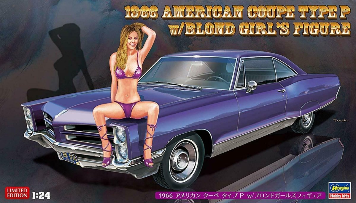 Hasegawa SP424 (52224) 1966 American Coupe Type P w/Blond Girl&amp;#39;s Figure 1/24