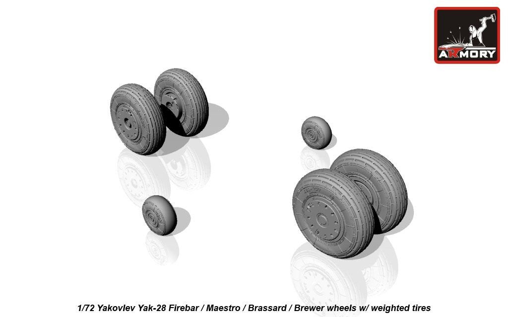 Armory Models AW72047 Yakovlev Yak-28 wheels w/ weighted tires 1/72