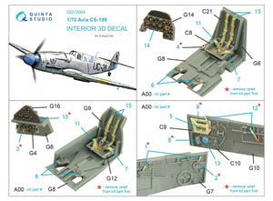 Quinta Studio QD72064 Avia CS-199 3D-Printed &amp;amp; colored Interior on decal paper (Eduard) 1/72 – image 2
