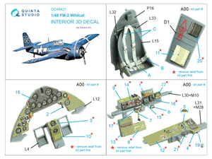 Quinta Studio QD48421 FM-2 Wildcat 3D-Printed &amp;amp; colored Interior on decal paper (Eduard) 1/48 – image 2