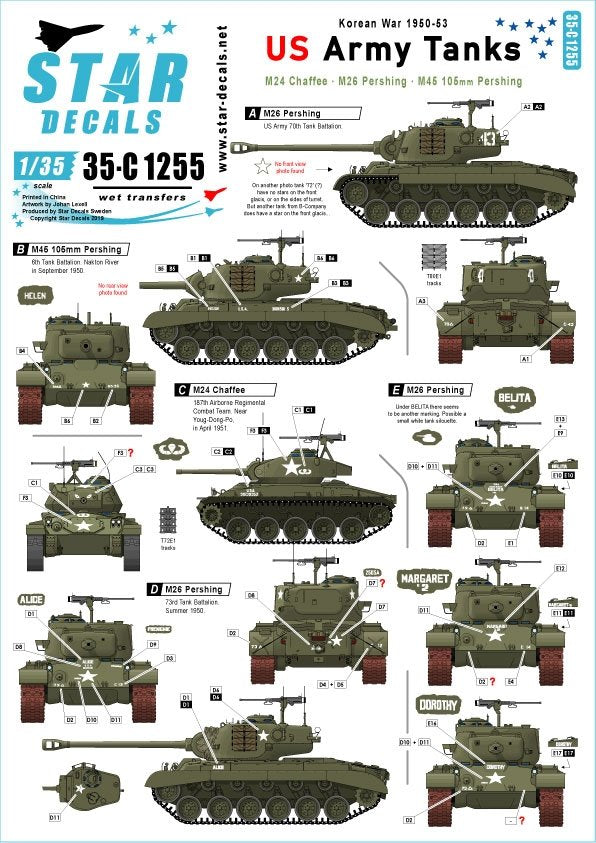 Star Decals 35-C1255 US Army Tanks in Korea 1/35