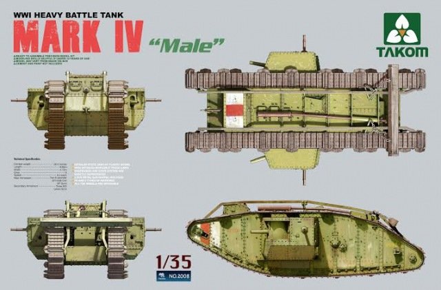 Takom 2008 WWI HEAVY BATTLE TANK MARK IV "Male"