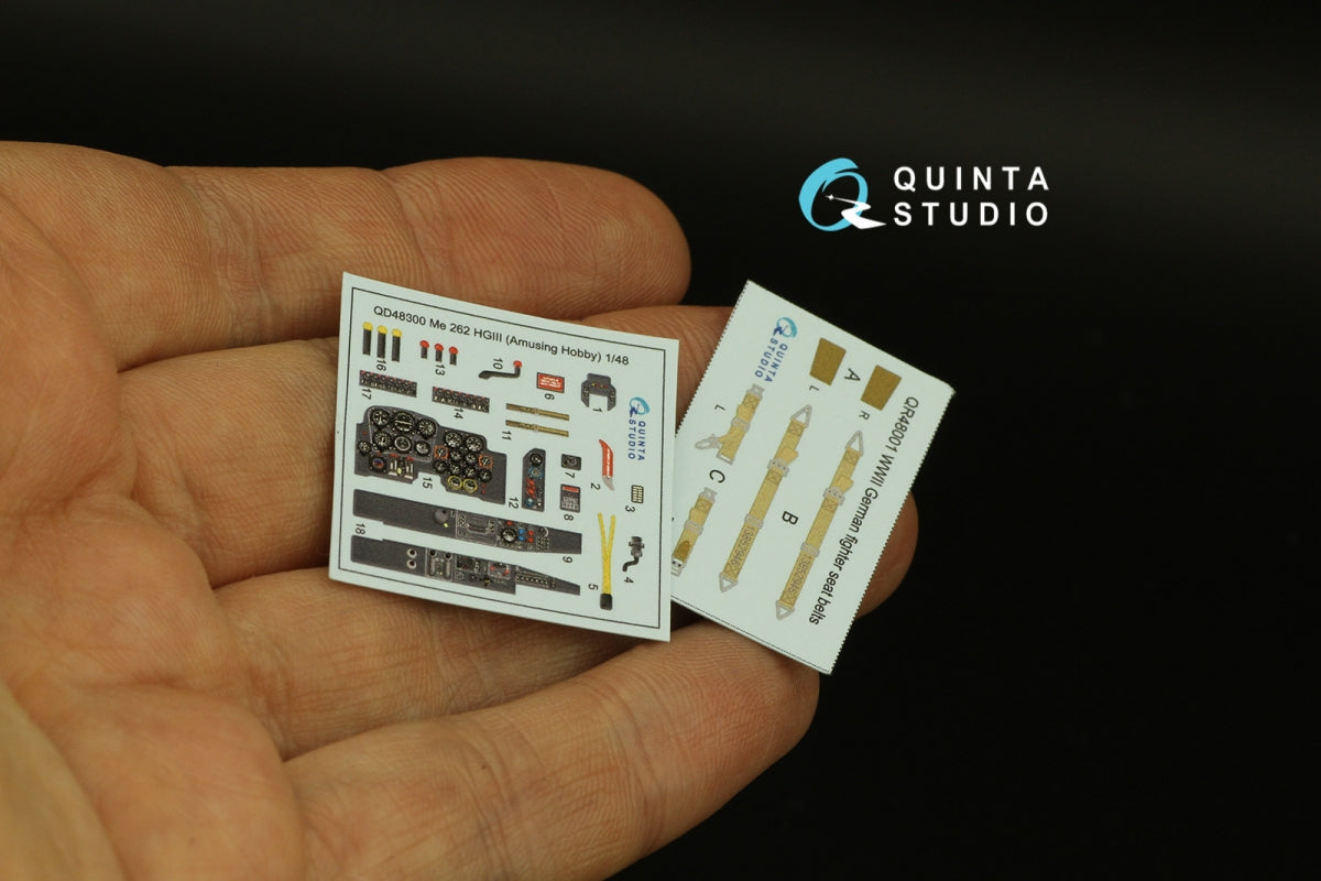 Quinta Studio QD48300 Me 262 HGIII 3D-Printed colored Interior on decal paper (Amusing Hobby) 1/48 – obrázek 3