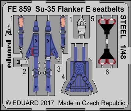 Ceintures de sécurité Eduard FE859 Su-35 Flanker E STEEL KITTY HAWK 1/48