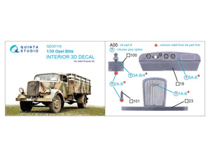 Quinta Studio QD35116 Opel Blitz 3D-Printed &amp;amp; colored Interior on decal paper (Italeri/Zvezda) 1/35 – Bild 2