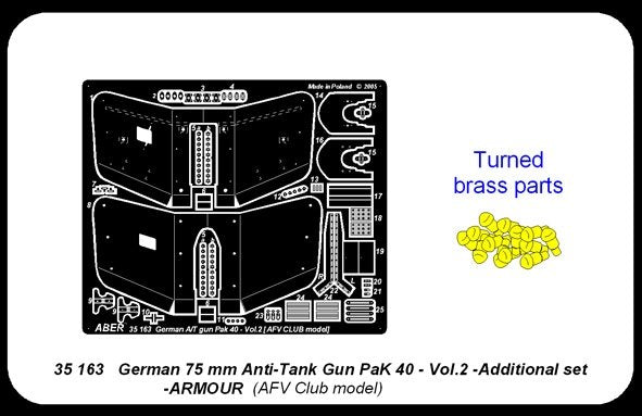 Aber 35163 German Pak 40 Anti-Tank Gun Part 2 Armor Kit (AFV) (1/35)